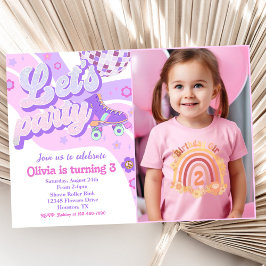 Invitación Retro Disco Roller Skate Vamos Fiesta 3 cumpleaños