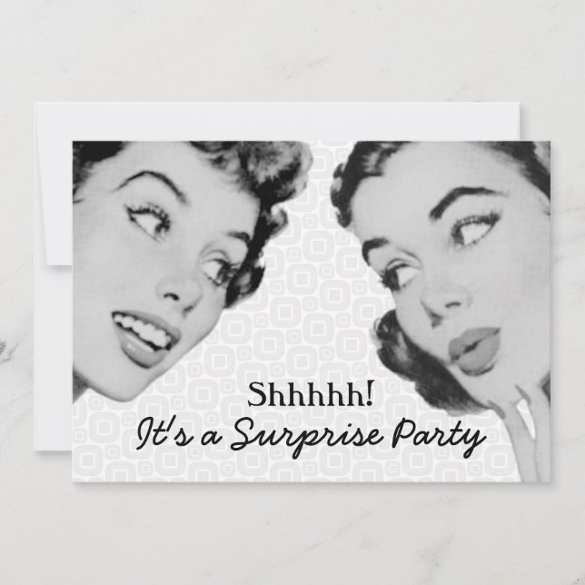 Invitación Retro Do Tell Surprise Birday Party (Anverso)