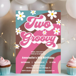 Invitación Retro DOS groovía chica de 2º cumpleaños rosado ve