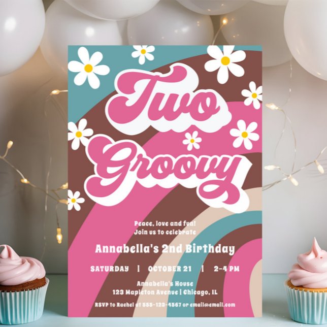 Invitación Retro DOS groovía chica de 2º cumpleaños rosado ve (Subido por el creador)