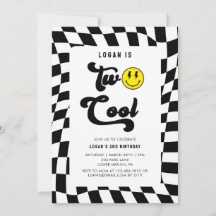 Invitación Retro Dos Guay Wavy Skateboard Segundo Cumpleaños