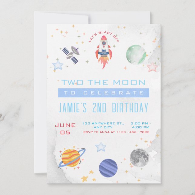 Invitación Retro Dos La Fiesta Del Cumpleaños Del Espacio Ult (Anverso)