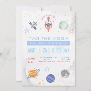 Invitación Retro Dos La Fiesta Del Cumpleaños Del Espacio Ult