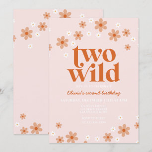 Invitación Retro dos margaritas silvestres boho segundo cumpl