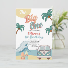 Invitación Retro El Big One Surf Beach 1er cumpleaños