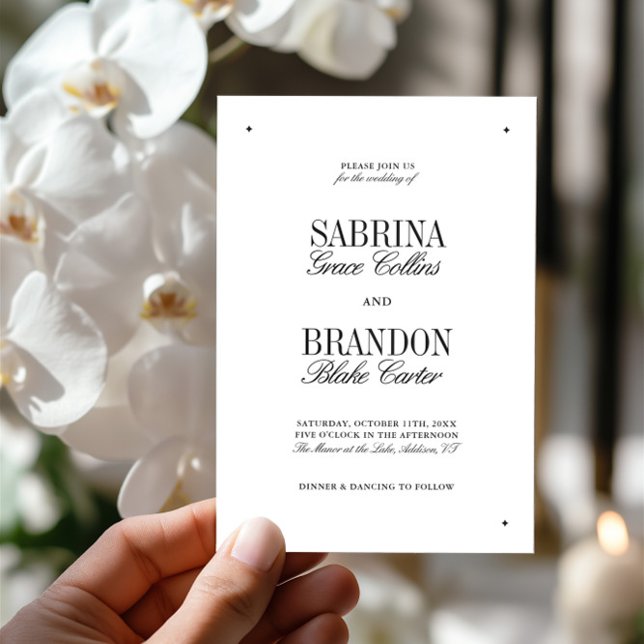 Invitación Retro Elegant Black & White Wedding  (Retro Elegant Black & White Wedding Invitation)
