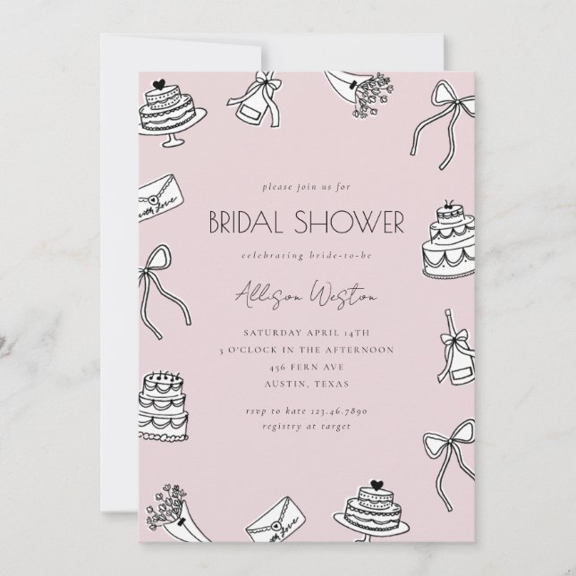 Invitación Retro Elegant Bridal Shower Invitation (Anverso)
