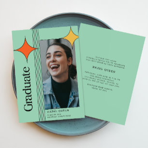 Invitación Retro Elegante para Fiesta de Graduació