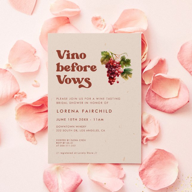 Invitación Retro elegante Peach Pink Vino antes de los votos (Subido por el creador)
