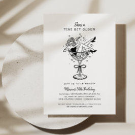 Invitación Retro Ella es un poquito mayor Cumpleaños dibujado