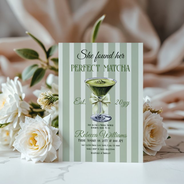 Invitación Retro Encontró Su Ducha Matcha Bridal Perfecta (Subido por el creador)