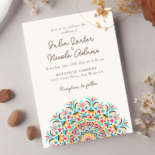 Invitación Retro Español Resumen Boda de Mandala floral