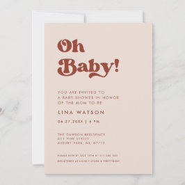 Invitación Retro estiloso Peach Pink Oh Baby