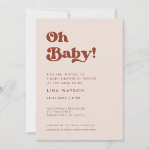 Invitación Retro estiloso Peach Pink Oh Baby