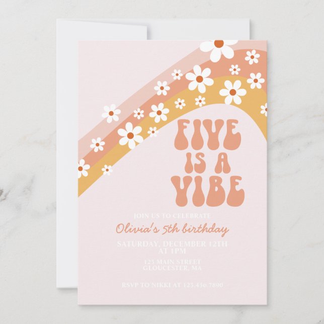 Invitación Retro Five es una margarita de Vibe Groovy de 5 añ (Anverso)