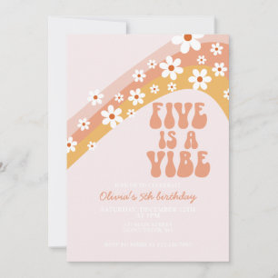 Invitación Retro Five es una Vibra Groovy margarita cumpleaño