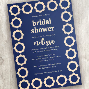 Invitación Retro Floral Blue Cream Briam Shower