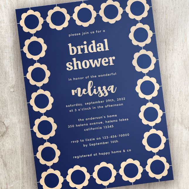 Invitación Retro Floral Blue Cream Briam Shower (Subido por el creador)