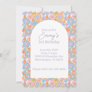Invitación Retro Flower Power Groovy