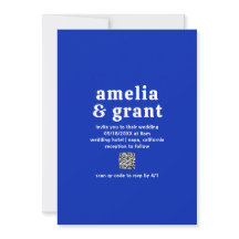 Retro Font Real Azul Código QR Boda moderno