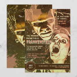 Invitación Retro Frankenstein Terror Antiguo