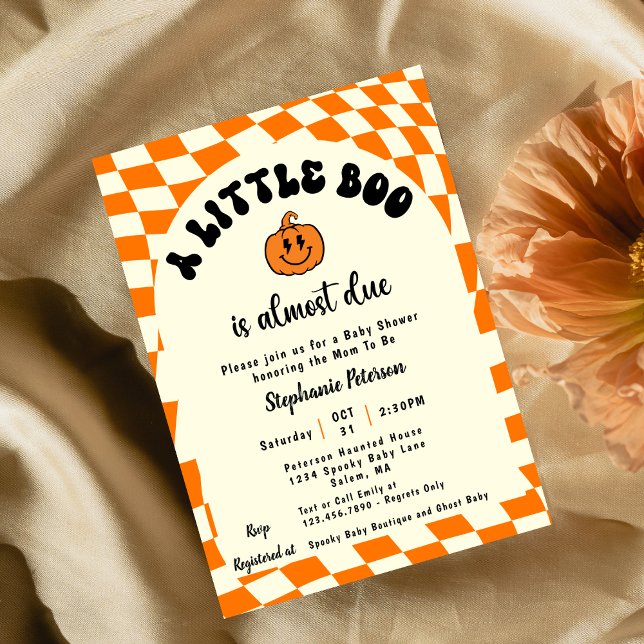 Invitación Retro Fun Wavy Checkered A Little Boo Baby Shower (Subido por el creador)