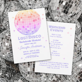 Invitación Retro Funky 70 Pink Disco Bachelorette Weekend