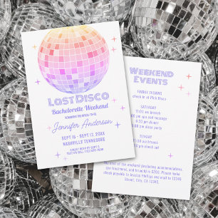 Invitación Retro Funky 70 Pink Disco Bachelorette Weekend