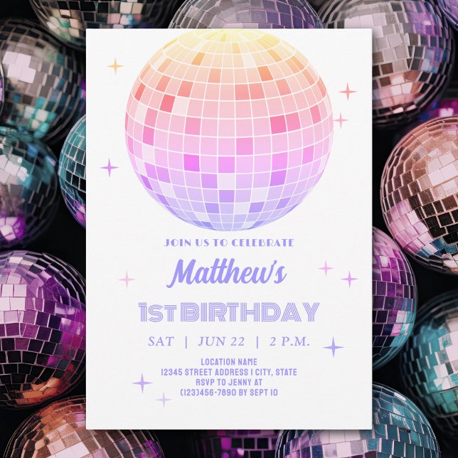 Invitación Retro Funky 90s Disco rosa Primera Foto de cumplea (Subido por el creador)