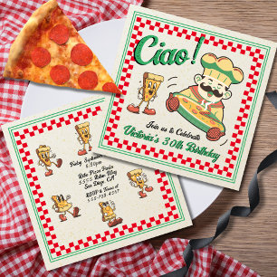 Invitación Retro Funky Pizza Box Chef italiano Fiesta de cump