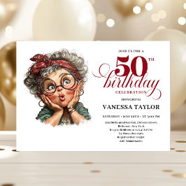 Invitación Retro funny lady turning 50 birthday invitation
