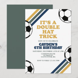 Invitación Retro Fútbol Doble Hat Trick 6º Cumpleaños