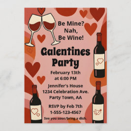 Invitación Retro Galentine Be Wine Fun Party Personalized