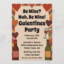 Invitación Retro Galentine Be Wine Funny Party Personalized