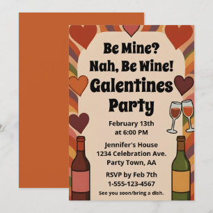 Invitación Retro Galentine Sé Wine Divertido Cumpleaños Perso