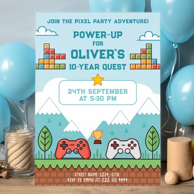 Invitación Retro Gaming Birday Bash (Subido por el creador)