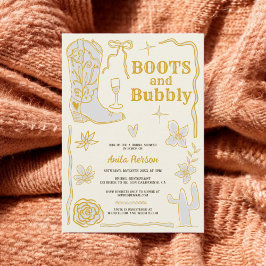 Invitación Retro garabatos botas burbujeante ducha de novia