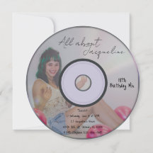 Retro Girl's Music CD Birthday Invitation