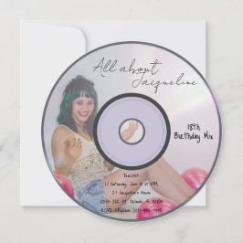 Invitación Retro Girl's Music CD Birthday Invitation