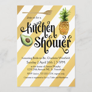 Invitación Retro Glam Gold Stripes Kitchower
