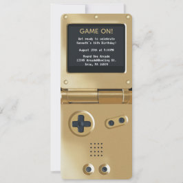 Invitación Retro Gold Handheld Gaming Birthday Invitation