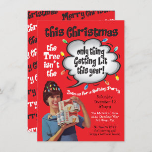 Invitación Retro Gracioso Consiguiendo Navidades Ligeros Fies