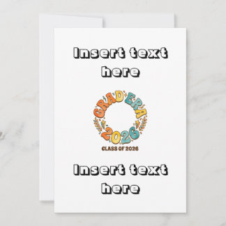Invitación Retro Grad Class of 2026 Groovy Graduation Party