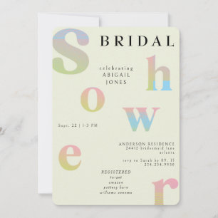 Invitación Retro Gradiente Moderno Ducha Bridal