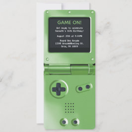 Invitación Retro Green Handheld Gaming Birthday Invitation