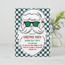 Retro Green Pink Checkered Santa Claus Christmas 