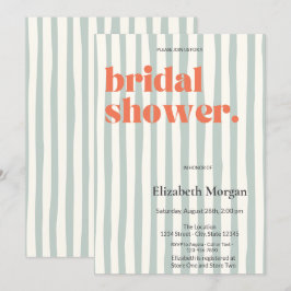 Invitación Retro Green Strips Simple Bridal Shower