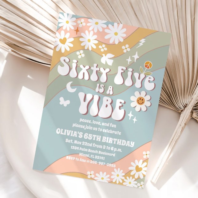 Invitación Retro Groovy 65th Birthday Invitation (Subido por el creador)