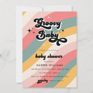Invitación Retro Groovy Baby Shower