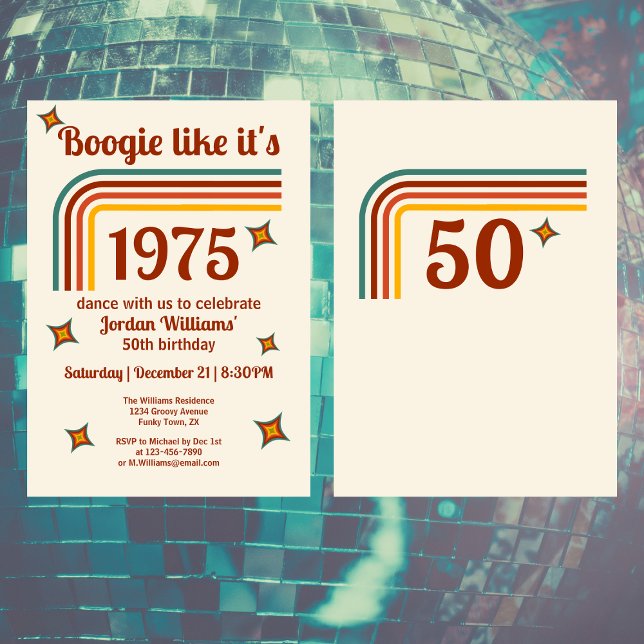 Invitación Retro Groovy Boogie Simple Dance 50 cumpleaños (Subido por el creador)